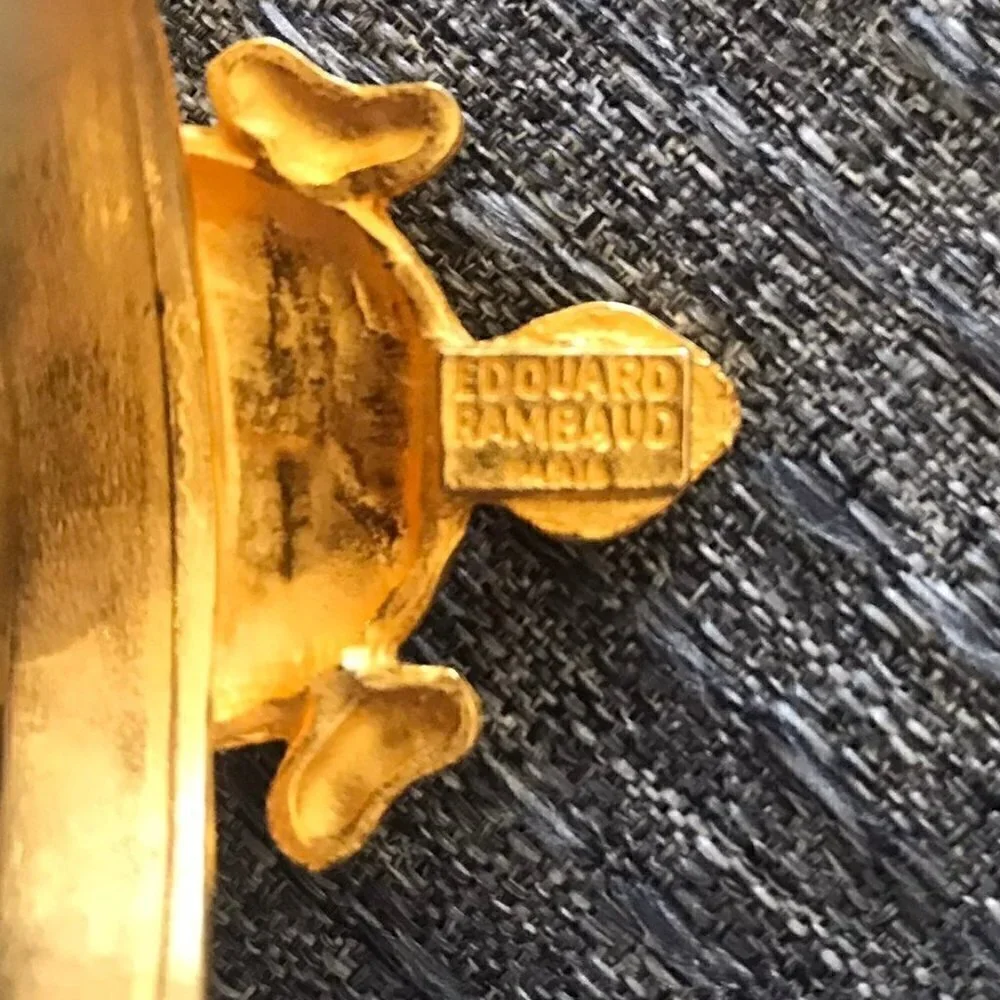 Vintage Edouard Rambaud gold and pearl turtle napkin rings